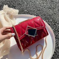 [COD] 2020 spring and summer new Korean style foreign patent leather bright surface one shoulder square bag all-match rhombic fashion chain messenger