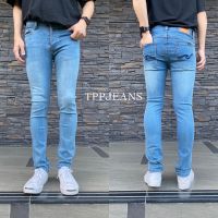 TPPJEANS Skinny NDLightBlue Denim กางเกงยีนส์ชายสีบลูยีนส์ฟอกซีด ทรงสกินนี่ ทรงสวย ผ้ายืด สวมใส่สบาย เป้ากระดุม Size 28-36 รับชำระปลายทาง