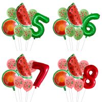 7Pcs/lot Summer Party Balloons Fruit Watermelon Birthday Decoration Number Balloon Kids Birthday Party Baby Shower Decor Globos Balloons