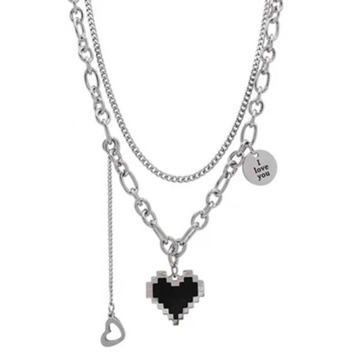 black-love-jewelry-for-females-mosaic-pixel-pendant-necklace-black-love-pendant-necklace-small-design-sense-necklace-for-females-pixel-art-pendant-jewelry