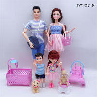 5-person family combination 11.5"30CM joint pregnant Barbies mother dolldaddysongirlchildren Christmas toy accessories