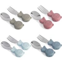 Cartoon Stainless Steel Kids Spoon Fork Set Baby Feeding Kid Childrens Cutlery for Kids Food Feed Training Toddler Dinnerware Bowl Fork Spoon Sets