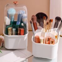 Square makeup brush storage bucket rotating lipstick holder transparent acrylic cosmetics storage box