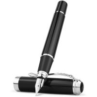 ✐∏ STONEGO 0.38mm Extra Fine Nib Fountain Pen Black Metal Calligraphy Writing Gift Pen