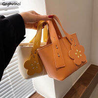 Patchwork PU Leather Top-handle Bags Women Flower Panelled Cross Body Bucket Bag Girls Ulzzang Handbags Femme All-match Stylish