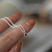 Silvology 925 Sterling Silver Peridot Pendant Necklace for Women Round Stone Cauliflower Chain Sparkling Simple Luxury Jewelry