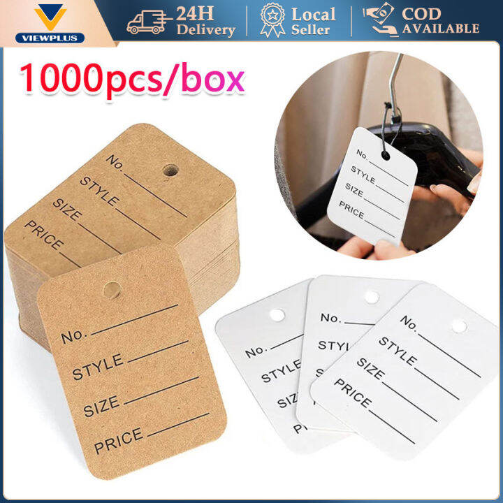 1000PCS Price Tag Clothing Hang Tags Garment String Paper Label Size