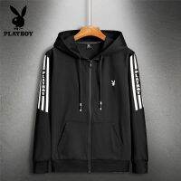 playboy เสื้อแจ็คเก็ต แขนยาว มีฮู้ด สีขาว/สีดำ แฟชั่นสําหรับผู้ชาย 2020