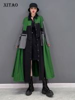 XITAO Jacket Fashion Contrast Color Patchwork Women Long style coat