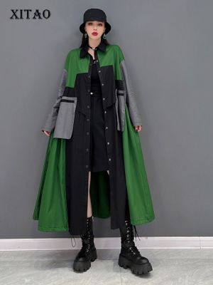 XITAO Jacket  Contrast Color Patchwork Women Long style coat