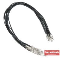 10Pcs Black Leather Cord Wax Rope Chain Necklace 45cm / 18inch