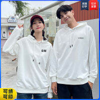 เสื้อมีฮู้ดสำหรับฤดูใบไม้ผลิและฤดูใบไม้ร่วง LOGO เสื้อสเวตเตอร์ผ้าฝ้ายคอกลมแขนยาวเสื้อเบสท์คู่รักเทอร์รี่เสื้อเย็บปักถักร้อยขายส่ง