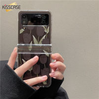 KISSCASE เคสโทรศัพท์ทิวลิปสีดำส่วนบุคคลสำหรับ Samsung Galaxy Z Flip 4 5G เคสแฟชั่นปิดคลุมป้องกันการกระแทกสำหรับ Galaxy Z Flip 3 Flip3ฝาหลัง Flip4