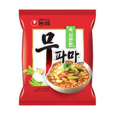 มาม่าเกาหลี นงชิม บะหมี่กึ่งสำเร็จรูป nongshim mupama tangmyun radish green onion based ramen 농심 무파마 탕면멀티팩122g