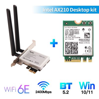 Desktop WiFi 6E Intel AX210 PCIe WiFi Adapter Bluetooth 5.2 2400Mbps 802.11ax AX210NGW MU-MIMO 2.4G/5Ghz WiFi 6 Card Windows 10