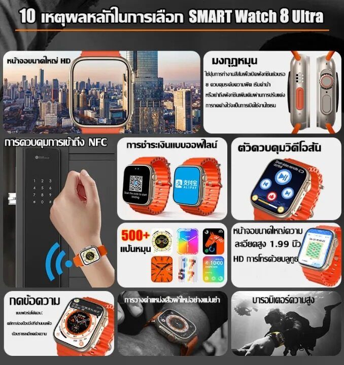 2023-รุ่นใหม่ล่าสุด-watch-ultra-สําหรับเล่นกีฬา-ฟิตเนส-โทรออกโทรเข้าได้-วัดหัวใจ-วิ่งนับก้าว-หน้าจอเต็มไร้ขอบ-นาฬิกาออกกำลังกาย-smart-watch-สมาร์ทวอทช์-สามารถใช้