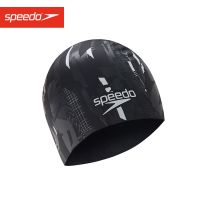 Speedo/speedo หมวกว่ายน้ำ2022ใหม่สำหรับทั้งหญิงและชายผมยาวขนาดใหญ่พิมพ์ลายแฟชั่นหัวซิลิโคนกันน้ำ