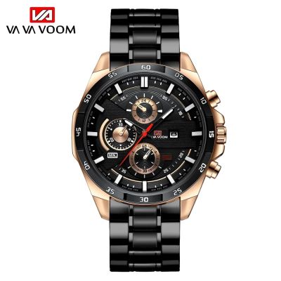 2023 New Fashion Design Mens Watches Top Branded Casual Sports Black Surface Stainless Steel Waterproof Quartz Calendar Watches