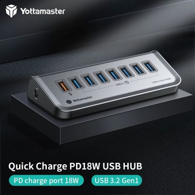 Yottamaster ชาร์จเร็ว18W USB C ฮับเป็น5อะแดปเตอร์ Gbps USB อะแดปเตอร์3.2 USB หลายฟองแท่นวางมือถือสำหรับนิตยสารแท็บเล็ตพีซี
