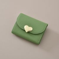 Women Heart Shaped Buckle Three Fold Wallet Leather Card ID Holder Package Bank Credit Business Card Holder Case Bag Cover Card Holders