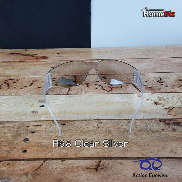 action-eyeware-รุ่น-r68-clear-silver-แว่นใส2020-แว่นตานิรภัย-แว่นตากันuv-แว่นขี่จักรยาน-แว่นตากันลม-กันฝุ่น-กันน้ำลาย