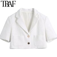 TRAF 2021 New Women 2 piece set suit Cropped Blazer and Midi Skirt Elegant High Fashion Chic Woman blazer skirt set