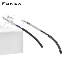 FONEX Rimless Glasses Frame Men 2021 Prescription Square Eyeglasses Frameless Silicone Screwless Myopia Optical Eyewear F1003