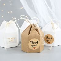 10pcs Hexagon Shape Creative Kraft Paper Candy Boxes Wedding Favors Gift Packaging Box For Birthday Party Baby Shower Decor