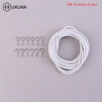 【LZ】 5m Length PVC Window Cord Cable Net Curtain Wire White Windows Curtain Line With FREE HOOKS   EYES For Caravans Boats