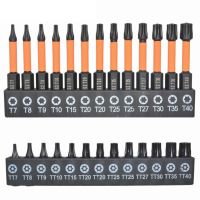 Toolstar หัวไขควง Torx ก้านขนาด1/4นิ้วด้ามจับหกเหลี่ยมเหล็กอัลลอย26ชิ้นหลายขนาด