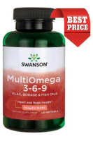 Swanson EFAs MultiOmega 3-6-9 (Flax, Borage, Fish) 1,200 mg / 220 Sgels