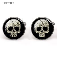 【hot】 Europe and the States mens womens button cuff nail retro skull cufflinks trade