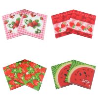 20pcs/lot New style Lovely Strawberry watermelon Cute fruit Paper Napkins for Birthday party Decor&amp;Supplies TV Remote Controllers