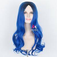 Movie Descendants Evie Anime Cosplay Wig Halloween Daily Party Used Blue Black Long Wavy Wig Central Parting Hair