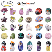 Beebeecraft 2-10 ชิ้น Handmade Porcelain ลูกปัด Famille Rose สไตล์ปลาสีส้มเข้มสำหรับสร้อยข้อมือสร้อยคอเครื่องประดับ 12.5x16x6 มม., รู: 1.4 มม.