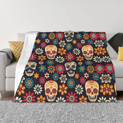 （in stock）Day of Death Super Soft Wool Skull Blanket Brown Santa Claus Mult Blanket Bedroom Travel Sofa（Can send pictures for customization）