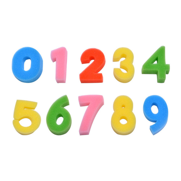 ฟองน้ำทาสี1ชุดรูปทรงตัวเลข0-9ตัวตรายางสำหรับเด็กนักเรียนอนุบาลบ้านตราประทับฟองน้ำ1ชุด