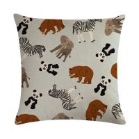 Animal Pattern Pillow Case Covers with Zipper Square Canvas Accent Pillow Sham for Sofa 45 x 45 cm Sofa Cushion Cover Case