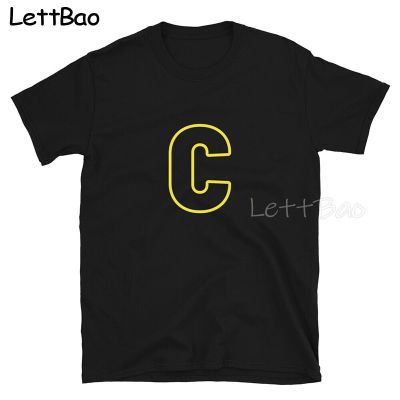 Letter C Yellow Bold Font T Shirt Simple Tshirt Crew Neck Pure Cotton Tees Man 100% Cotton Gildan