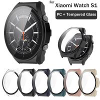 For Xiaomi Mi Watch S1 PC Protective Case + Screen Protector Glass SmartWatch S1 Full Coverage Hard Cover with Tempered Glass Picture Hangers Hooks