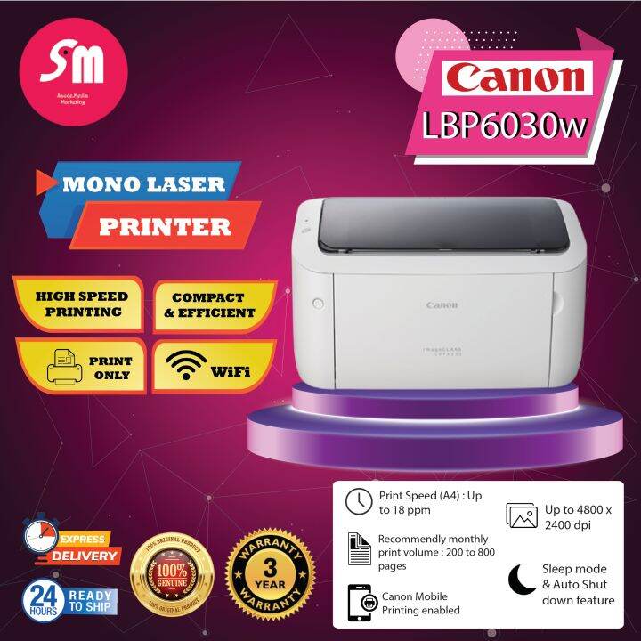 Canon LBP6030W Mono Laser Beam Wireless Printer Lazada