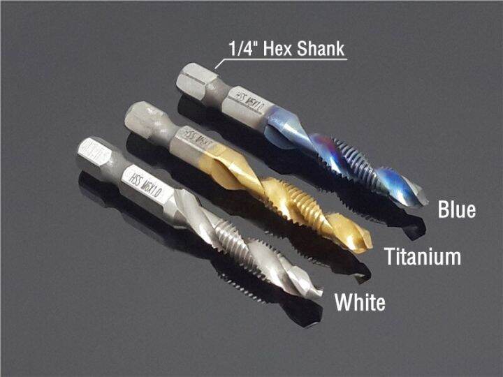 compound-screw-tap-bit-set-m3-4-5-6-8-10-hex-spiral-tap-countersink-drill-reamer-titanium-soft-metal-tapping-chamfering-tools-drills-drivers