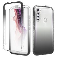 สำหรับ Motorola One Fusion + ฮาร์ดใส2-In-1 PC กลับและนุ่ม TPU กรอบกันกระแทกฝาครอบป้องกันโทรศัพท์กรณี