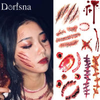 Dorisna 10ชิ้นฮาโลวีนแผลเป็นสักสติ๊กเกอร์พรรคน่ากลัวเลือดแผลเป็นสักจำลองแผลรอยขีดข่วนสติกเกอร์