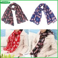 YUYU Women Silk Wrap Snow Long Shawl Chiffon Print Scarf Organza Floral Scarves