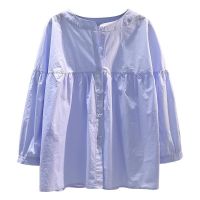 【Ready】? Cotton shirt womens Korean version loose 2023 summer new womens shirt fashion all-match temperament cardigan top trendy