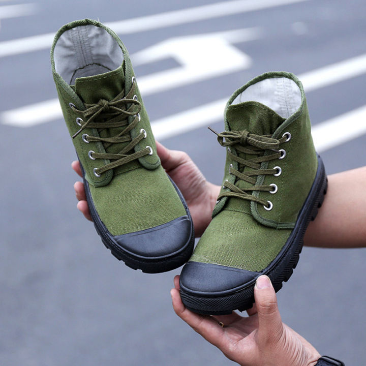 orfilas-ผู้ชายรองเท้าทหาร-ผู้ชายรองเท้าฝึกทหารสูงด้านบนรองเท้ากันลื่นรองเท้าทำสวน-รองเท้าทำฟาร์มสีเขียวรองเท้าทำฟาร์ม
