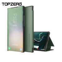 TOPZERO กระจกพื้นผิวกรณีสมาร์ทสำหรับ Samsung Galaxy S20 Plus S20 Ultra S30 Plus S30 S21 Ultra S10 Plus S9 Plus S8 Plus Slim Clear View Mirror Flip ป้องกันปลอกโทรศัพท์