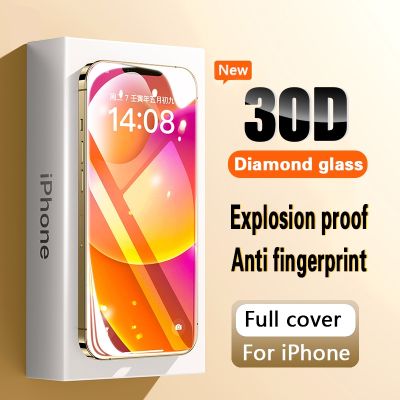 [spot goods66]กระจกปกป้องป้องกันเต็มพื้นที่30D ใหม่สำหรับ Iphone 13 14 11 12 PRO MAX XS X XR ปกป้องหน้าจอ iPhone 7 8 Plus Tempered