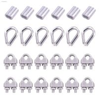 ▧ 24Pcs M3 Wire Rope Cable Clip Clamp with Cable Thimbles Combo and Aluminum Crimping Loop Sleeve Set for Wire Rope Cable Thimbles